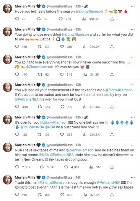 moriah mills zion williams twitter|Moriah Mills Twitter suspended after Zion Williamson sex